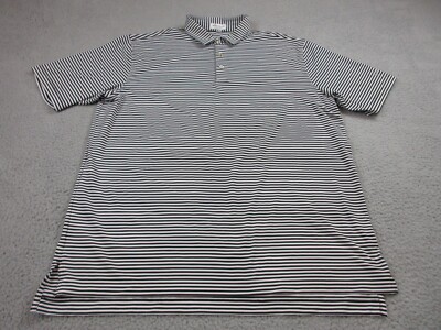 Peter Millar Polo Shirt Mens Extra Large Black Stripes Summer Comfort Golf