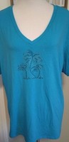 Women's Princess Cruises Plus Xxl Embellished Studded Blue Shirt Palm Trees Women's Princess Cruises Plus Xxl Embellished Studded Blue Shirt Palm Trees