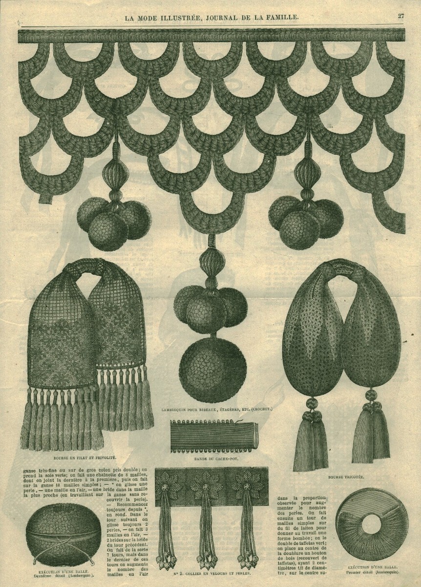 Gravure de mode ancienne 1869 modèles de chez Mme Maury issue de magazine