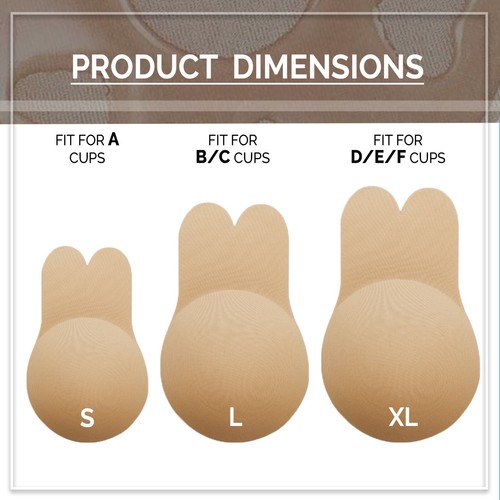 Silicone Breast Lift Up Nipple Covers Reusable Invisible Tape Push up Rabbit Bra - Picture 6 of 8