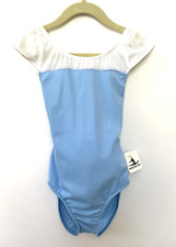 Girls Ballet Dance Leotard by Dancer.NYC - Light Blue w/White Girls Medium - NWT