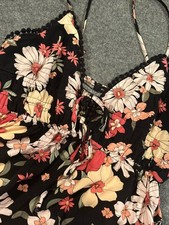 Ambiance Black Floral Sundress Womens Size S Small -lot005