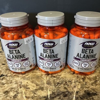THREE PACK Now Foods Sports Beta-Alanine 750 mg 360  Capsules GMP Quality  