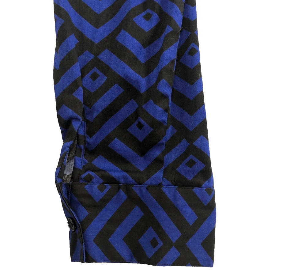 Chico's Womens Blouse Sz 2 US L Geometric Button Up Long Sleeve Stretch NWOT - Image 3 of 4