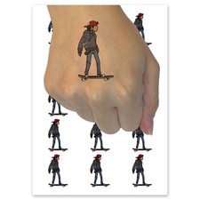 Cool Teenager on Skateboard Temporary Tattoo Water Resistant Fake Body Art Set