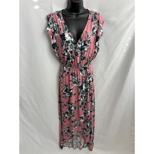 Splendid Long Floral Dress Faux Wrap Pink Size S Romantic Feminine Date Spring