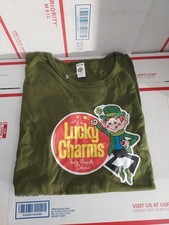 Classic Girl Kids Lucky Charms Cereal Olive Green Shirt Size XL - 421