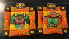 Boo Puffy Potholders Halloween Witch & Bat Design With Original Tags