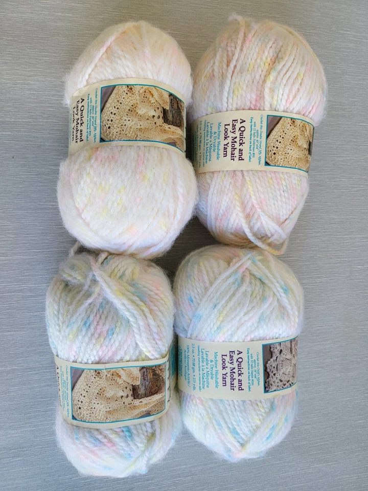 Lote Mezcla Tejas Coral Hilado Jiffy Marca León - 4 Madejas - Aspecto Mohair Acrílico Foto 3 de 4