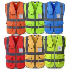 Workwear vest logo printing working waistcoats with pockets and Zipper