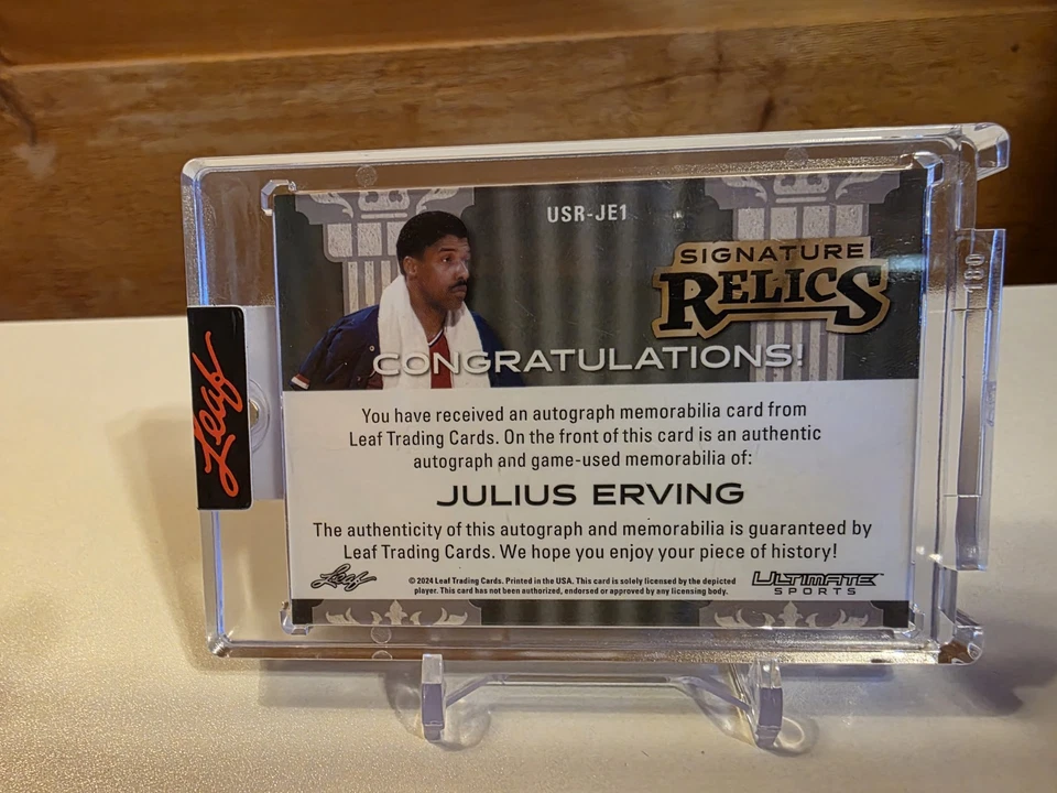 Julius Erving 2024 Leaf Ultimate Sports Signature Relics Platinum #USRJE1 #5/5 Foto 2 de 2