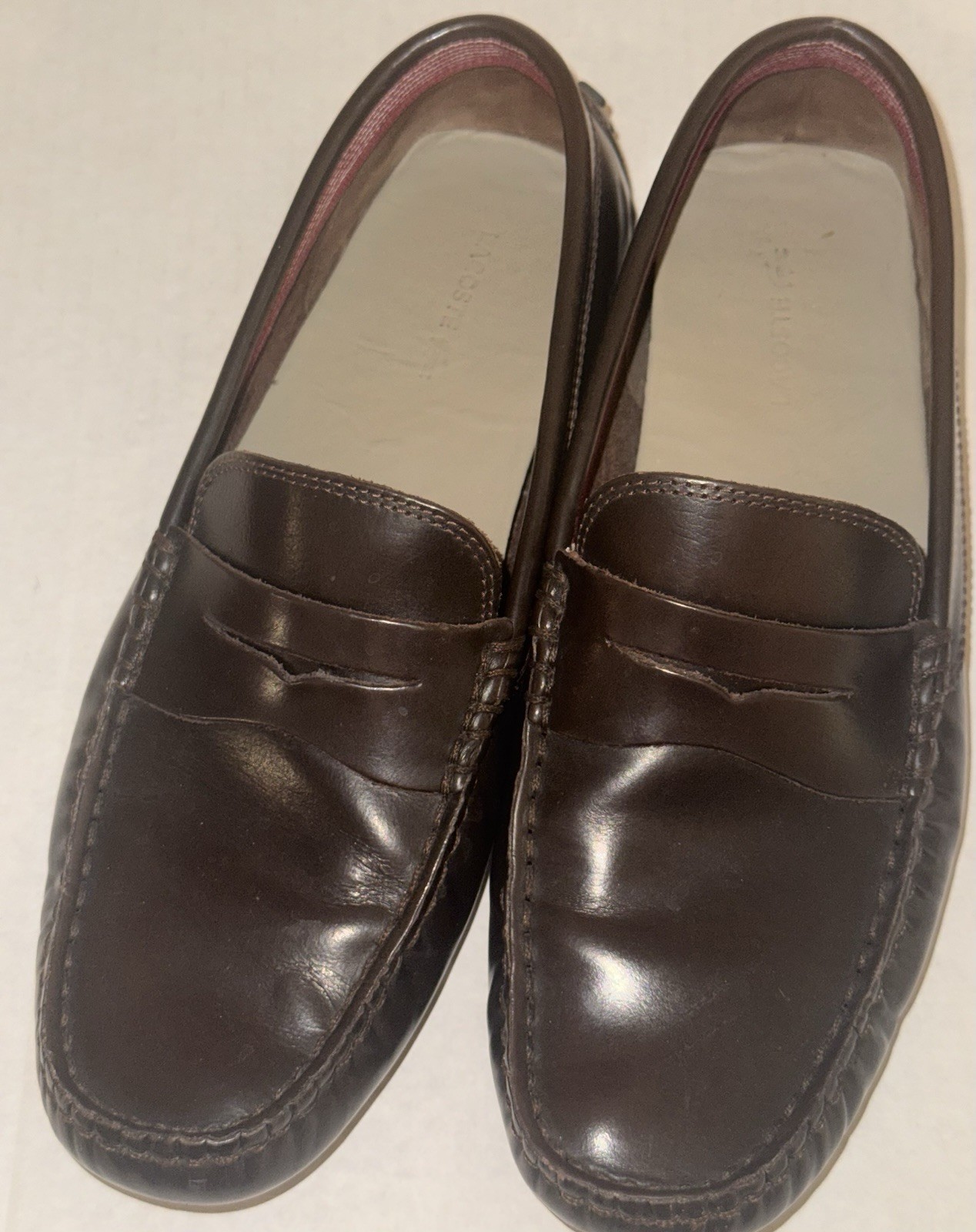 Lacoste Men’s 8M Brown Leather Dress Casual Slip On Penny Loafer Preppy