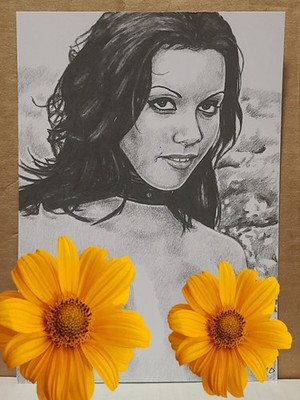 Graphite Pencil Beautiful Woman Nude Sketch Card 5x7 in. Message for full Art   