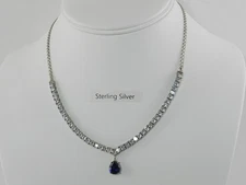 Giani Bernini Cubic Zirconia & Created Blue Sapphire Teardrop Pendant Necklace