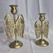Angel Wing Candleholders Metal 8.25 and 6.75 inches tall
