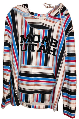 TR McTaggart Moab Utah Natl Park Baja Hoodie L Striped w/Pocket Surfer Mex Look