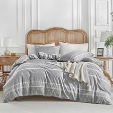 Lekesky Boho Grey Duvet Cover Full Size, 3pc Ultra Soft 100 Washed Microfibe...