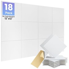 18 Pack Sound Proof Panels for Walls, Self-Adhesive Acoustic Panels White