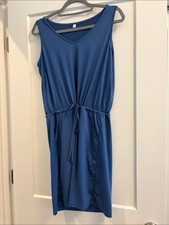 V-Neck Drawstring Waist Mini Dress in Blue
