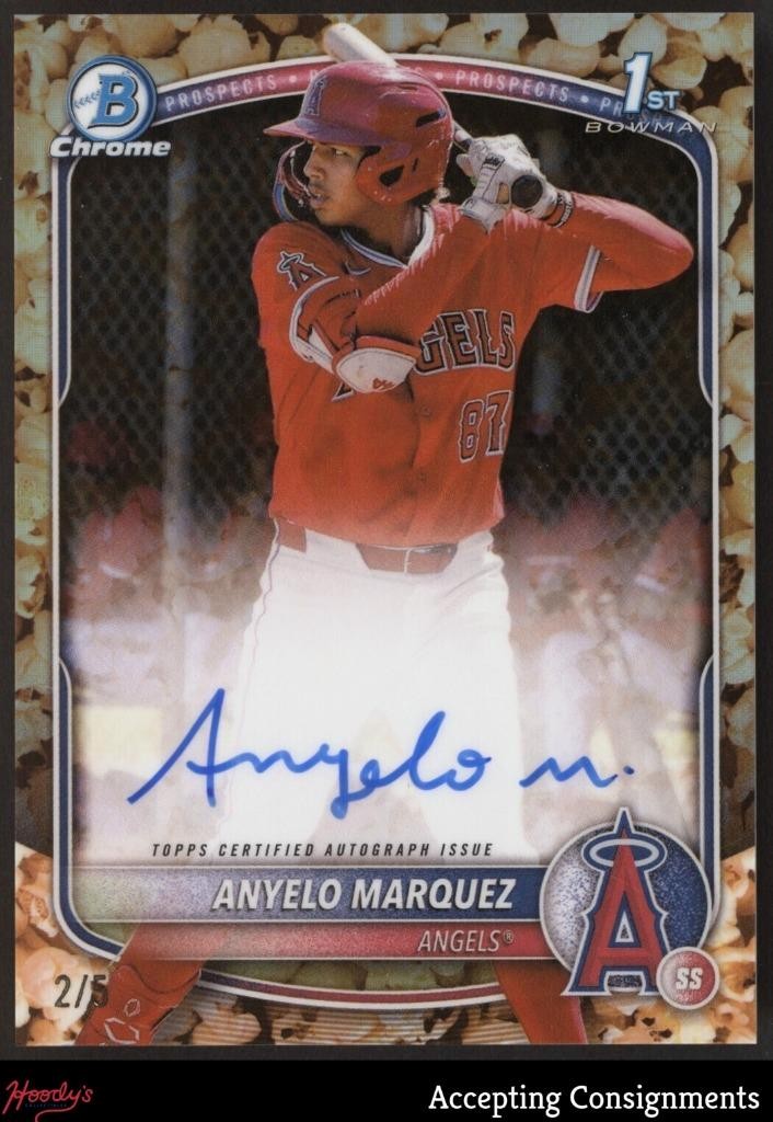 2025 Bowman Chrome Prospects Peanuts Refractor Anyelo Marquez 1st Rookie AUTO /5