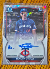 Hendry Chivilli 1st Auto -2023 Bowman Chrome Atomic Refractor #/100 CPA-HC Twins