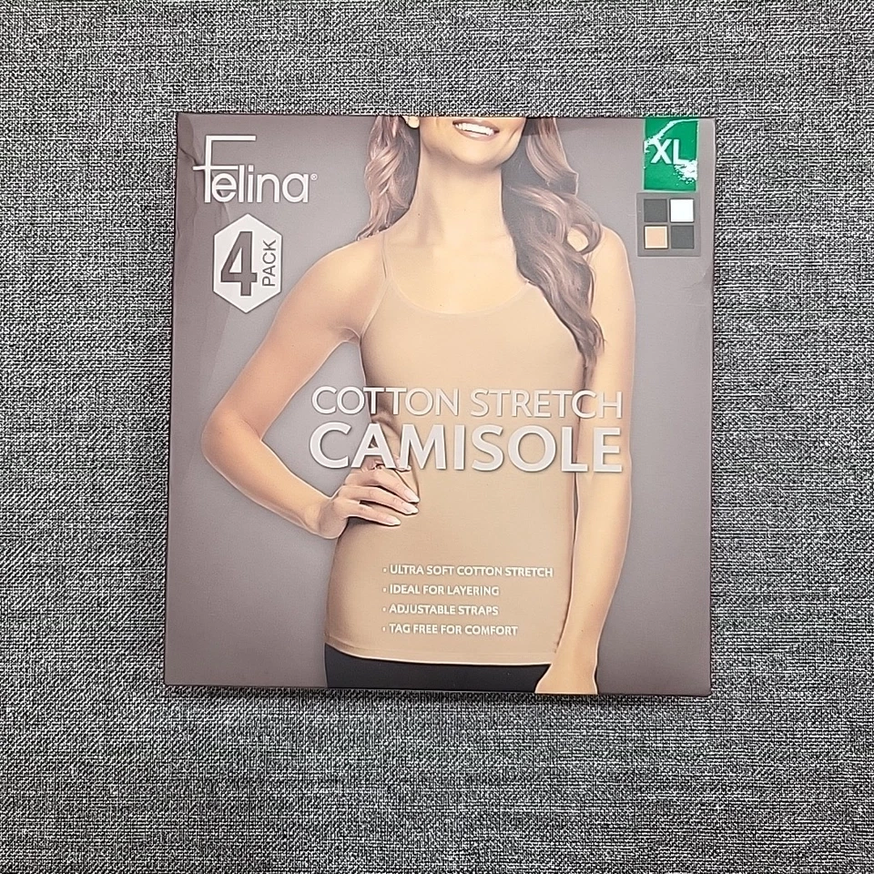 Conjunto Feminino Felina de 4 Camisolas Elásticas de Algodão Alças Ajustáveis Tamanho X-Grande - Imagem 2 de 4