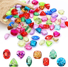 100 Pieces Toy Gems, Gemstones for Pirate Treasure Jewels Fake Acrylic Gems Mult