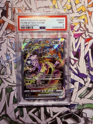 2023 Pokémon Mewtwo VSTAR Ultra Rare GG44/GG70 Crown Zenith Holo PSA 9
