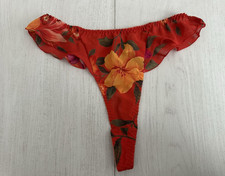 Vintage Flutter Side Panties Sz S - Sheer - Orange Floral Colorful