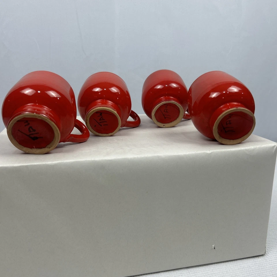 Taza Demitasse Espresso Italiana Café Café Rojo De Colección 4 Hecha en Italia Foto 3 de 4