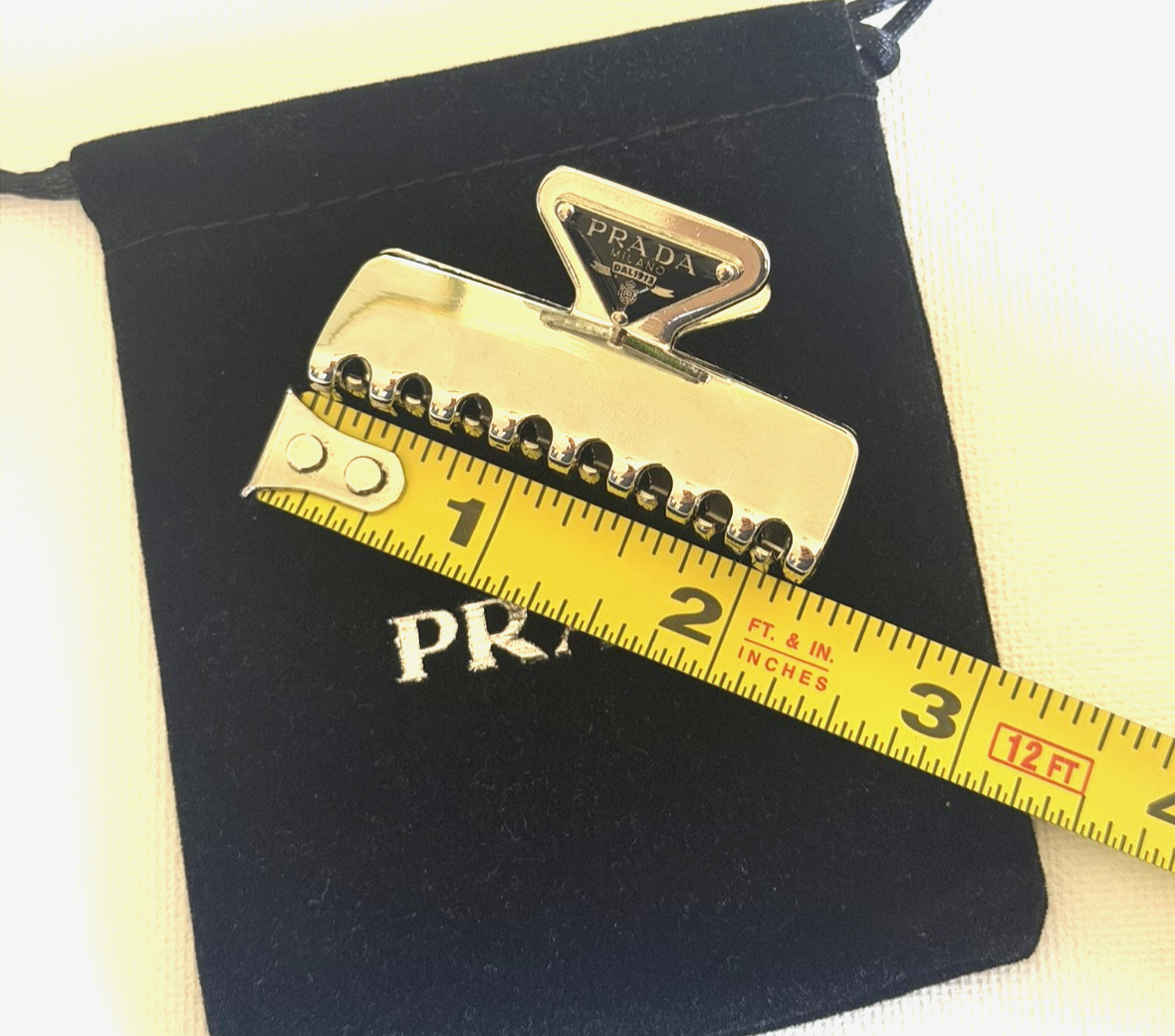 Prada Silver Tone Metal Claw Clip Hair Accessory Small (2 inches