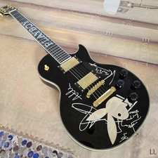 Custom black LP Electric Guitar Solid Body Gold Hardware Play Boy from US