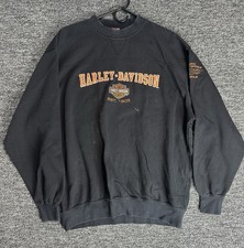 Vintage Harley Davidson Sweatshirt Black Biker Crewneck Embroidered - Size XL