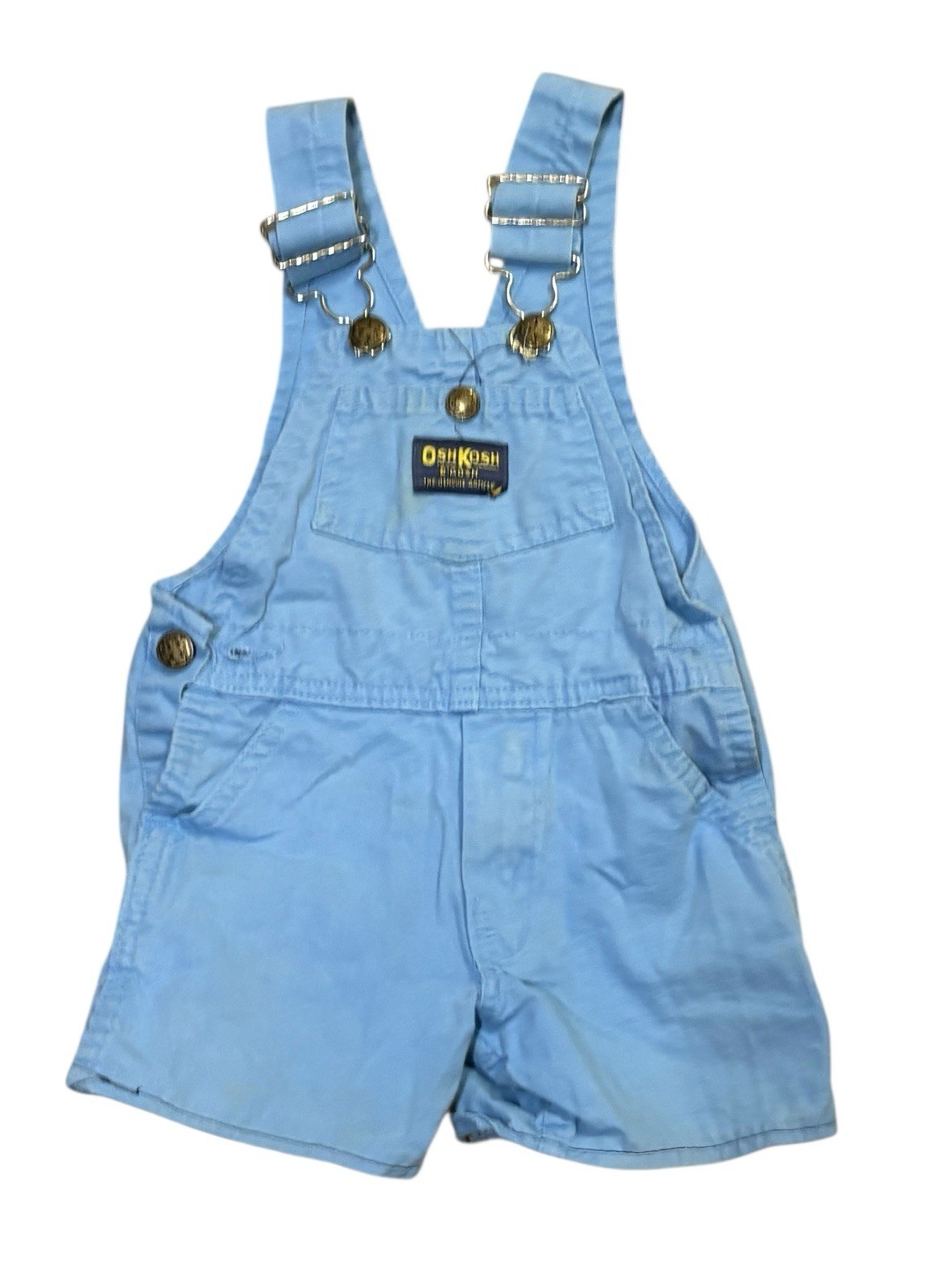 Oshkosh B’Gosh Vestback Overalls Light Blue Khaki Size 2T USA VTG
