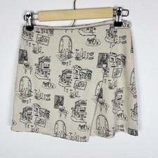 Abercrombie Fitch Scarlett Linen Blend Mini Skort Size XS Wrap Novelty Print