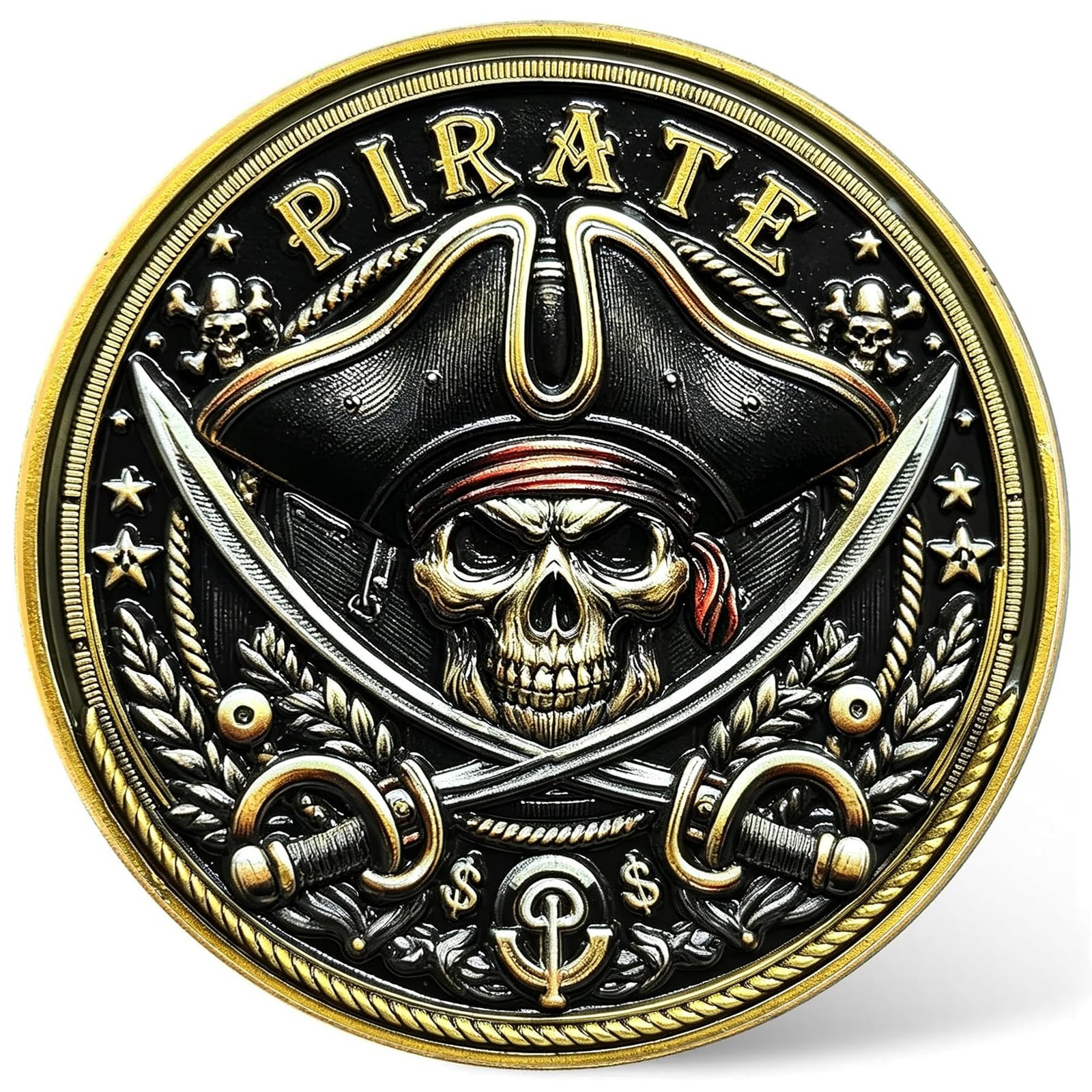 Pirate Challenge Coin – Adventure-Themed Zinc Alloy with 1.57 Inches