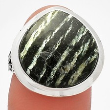 Natural Chrysotile 925 Sterling Silver Ring s.8 Jewelry R-1008