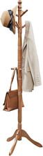 Solid Wood Coat Rack and Stand, Free Standing Hall Coat Tree with 10 Hooks for H