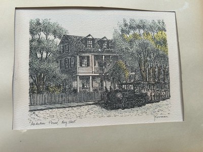 Audobon House, Key West, Florida Framed Color Print Signed Rousseau (no glass)