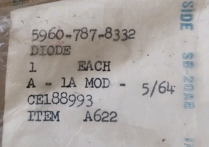 2 CADA UNO: DIODOS MOTOROLA 50M18.9ZR5 NSN# 5961-00-787-8332 de colección, nos. Foto 3 de 3