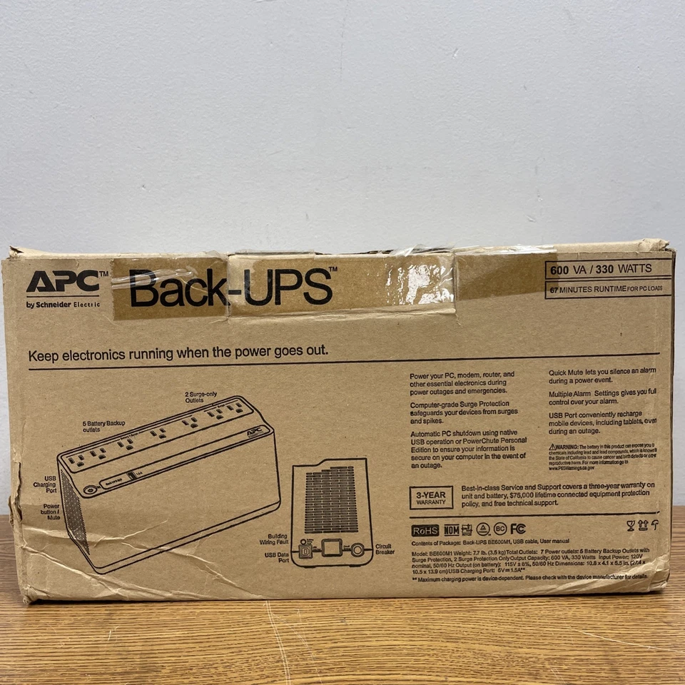 APC Back-UPS 600VA 330W Uninterruptible Power Supply BE600M1 - Image 2 of 4