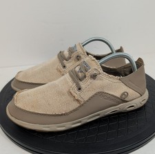 Columbia PFG Bahama Vent Loco II Mens Boat Shoes Tan Canvas 8.5 Slip On BM2724