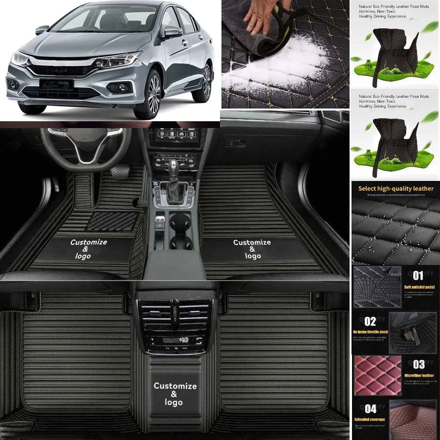For Honda City Car Floor Mats Custom Waterproof Auto Liners Carpets Foto 2 de 4