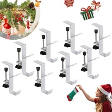 2 in 1 Garland Hangers and Fireplace Stocking Holders  Mantel white-8PCS SH6