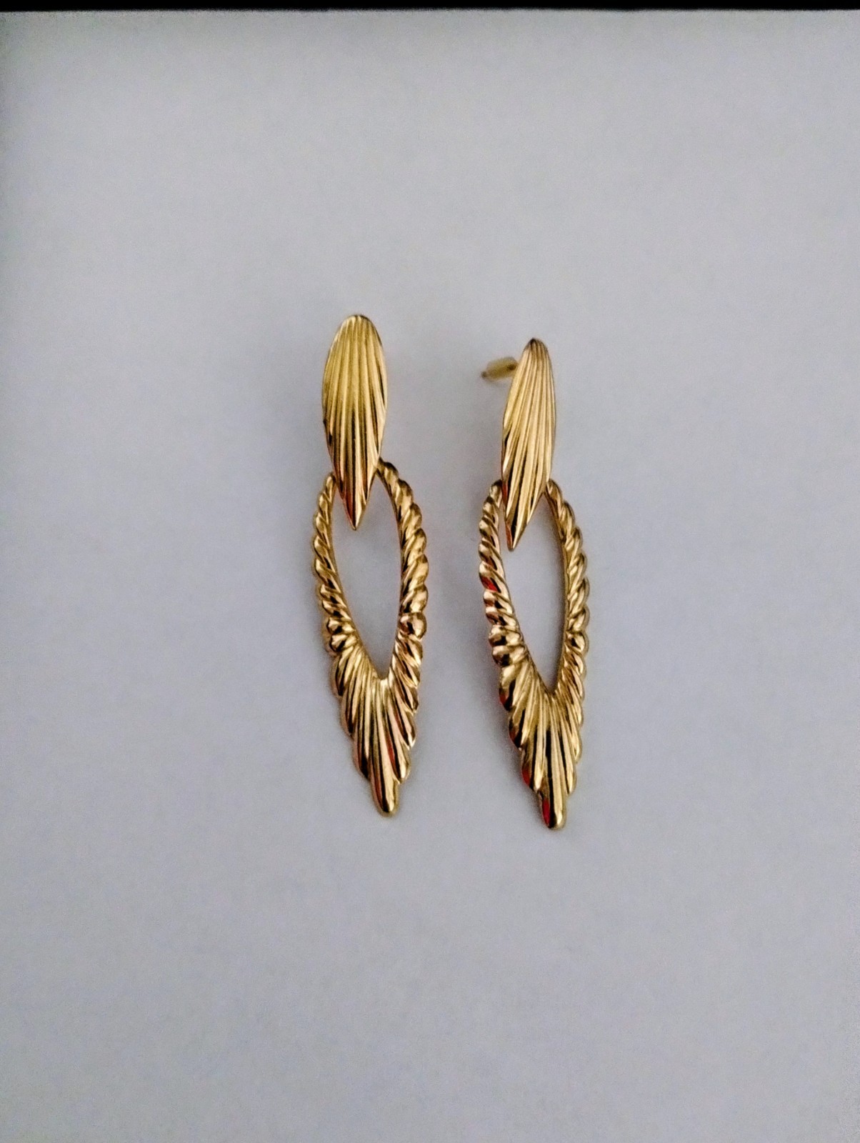 14K SOLID YELLOW GOLD DANGLE EARRINGS - image 4
