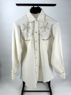 Vintage 70er Western Hemd H Bar C California Ranchwear bestickt Herren Medium