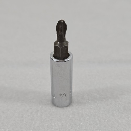 Vtg Snap-on 1/4" Drive Magnetic Screwdriver Bit Socket TMBS8 w/P2 Phillips Bit - Foto 10 di 10