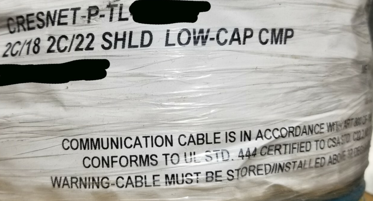 Crestron Cresnet-P-TL Composite Touch Panel/Media Control Cable CMP Teal /50ft