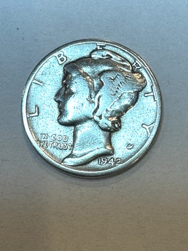1942 P  Liberty Head Mercury Dime - Fine