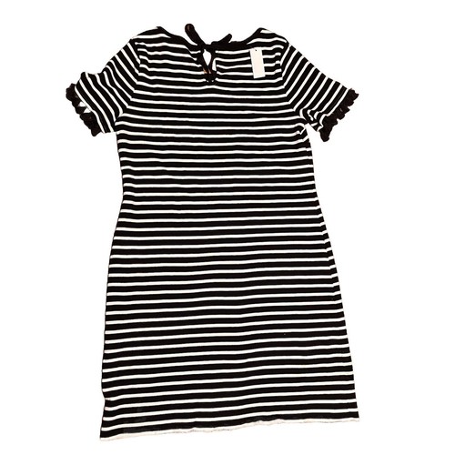Talbots Baumwollkleid Quaste Kurzarm knielang schwarz-weiß gestreift Small - Bild 4 von 14